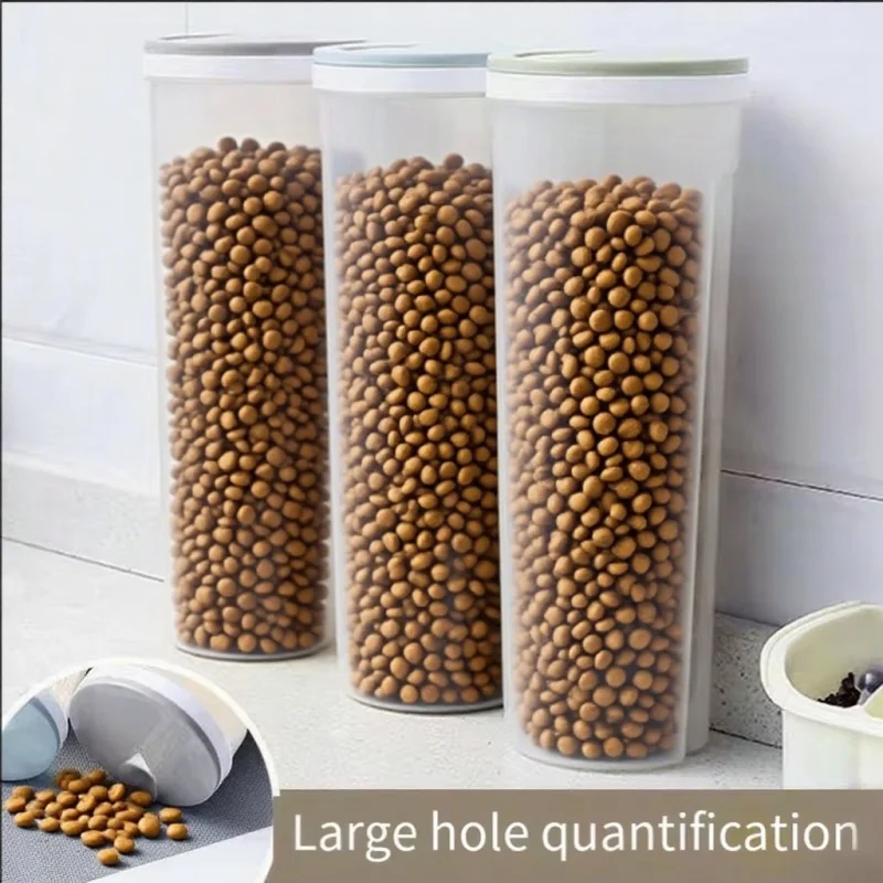 Contenedor de almacenamiento de alimentos para mascotas, lata dividida cuantitativa sellada, plástico de calidad alimentaria para frescura de alimentos para perros y gatos, alimentación esencial para mascotas - imagen 2