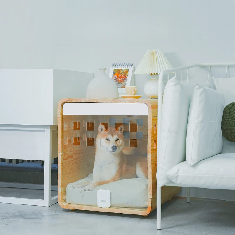 Casa de madera maciza con ventilación para perros y gatos, cama pequeña para interiores y exteriores, productos impermeables para mascotas, muebles, accesorios, mesa de noche - imagen 3