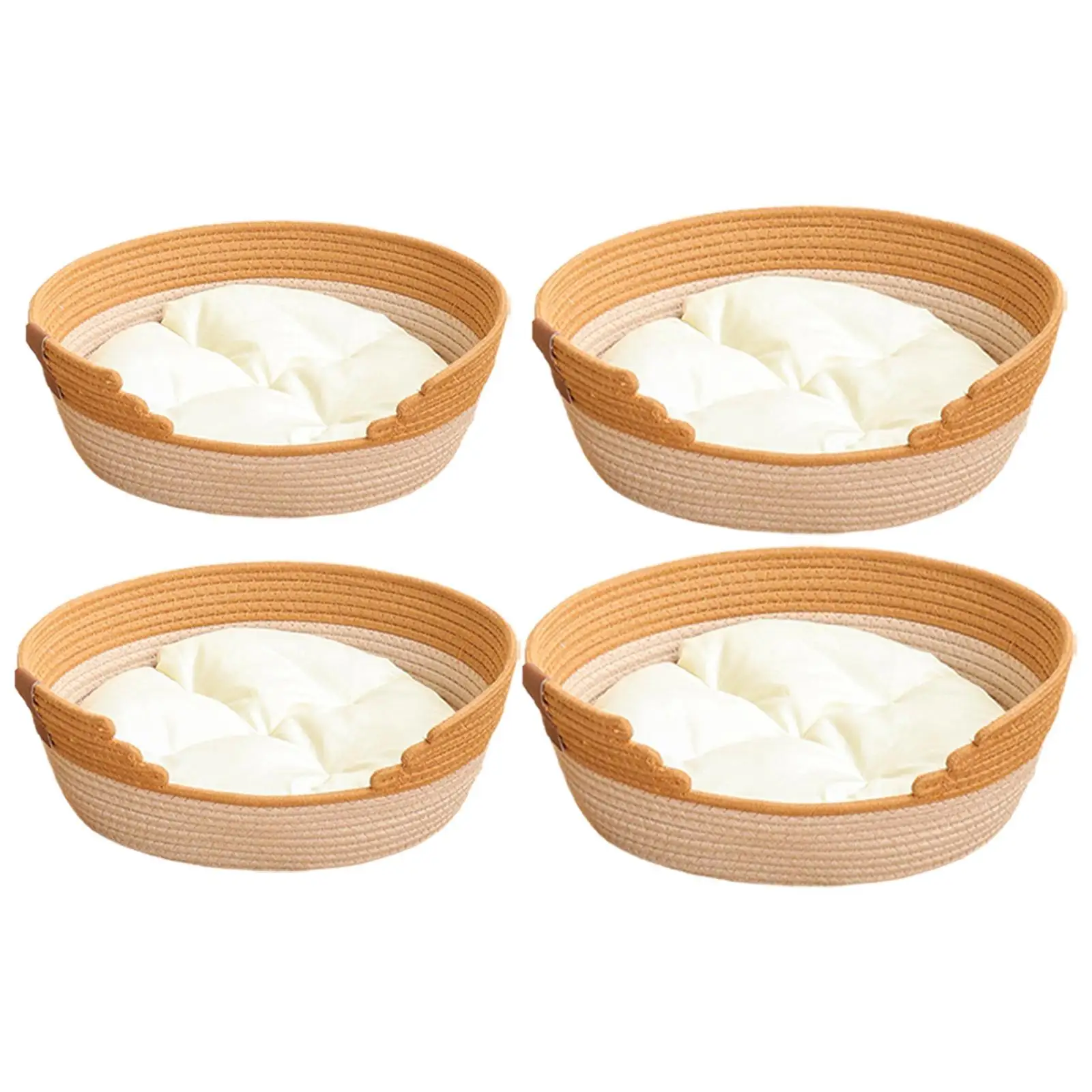 Cat Bed Basket Kitten Bed with Cushion, Breathable, All Four Seasons Lounge Bed, Cat House for Indoor Dogs