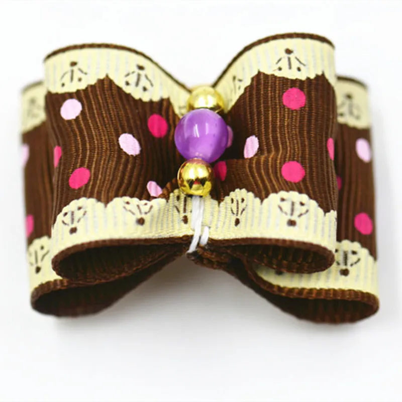 20/50/100 Uds. Lazos para el pelo de perro con bandas de goma y diamantes de imitación, lazo para el cuidado de cachorros, moño para perros y gatos, accesorios para el cabello para mascotas - imagen 3