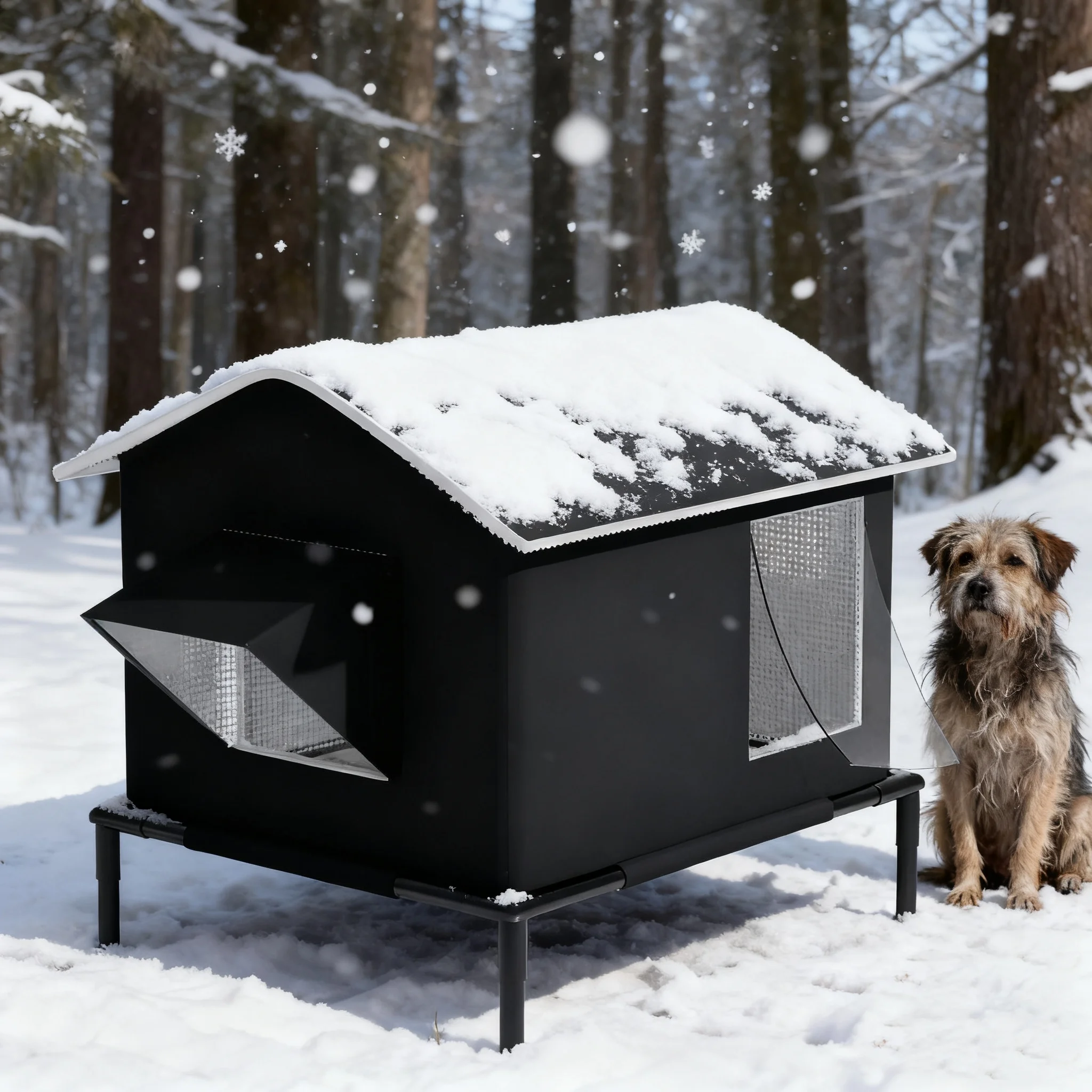 Casa para gatos callejeros de alta capacidad, casas para gatos ferales al aire libre, soporte plegable, tienda para mascotas, casa para mascotas resistente al frío, cálida para invierno para exteriores - imagen 5