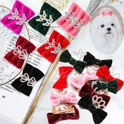 100 Uds. Pinzas para el pelo para perros, corona de diamantes, lazos para perros, princesa, boda, aseo, lazo, perros pequeños, gatos, vacaciones, cumpleaños, accesorios para el cabello