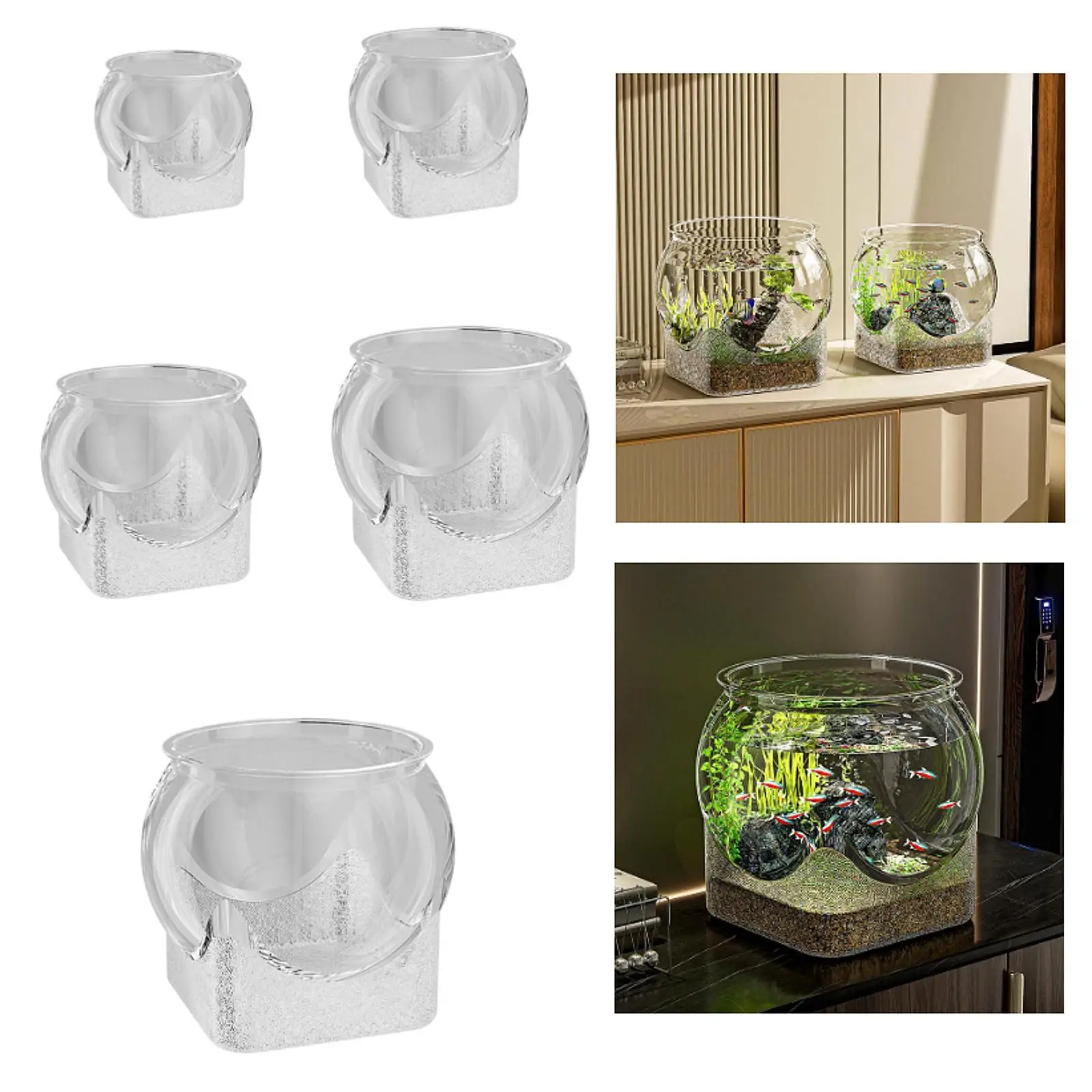 Cuenco de pescado para acuario, cuenco transparente para acuario, regalos para decoración del hogar, tanque de visualización de tortugas - imagen 3