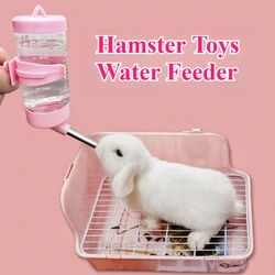 Dispensador automático de agua para mascotas con tazón de comida, botella alimentadora de agua para hámster 2 en 1 para jaula, botella para beber con contenedor de comida