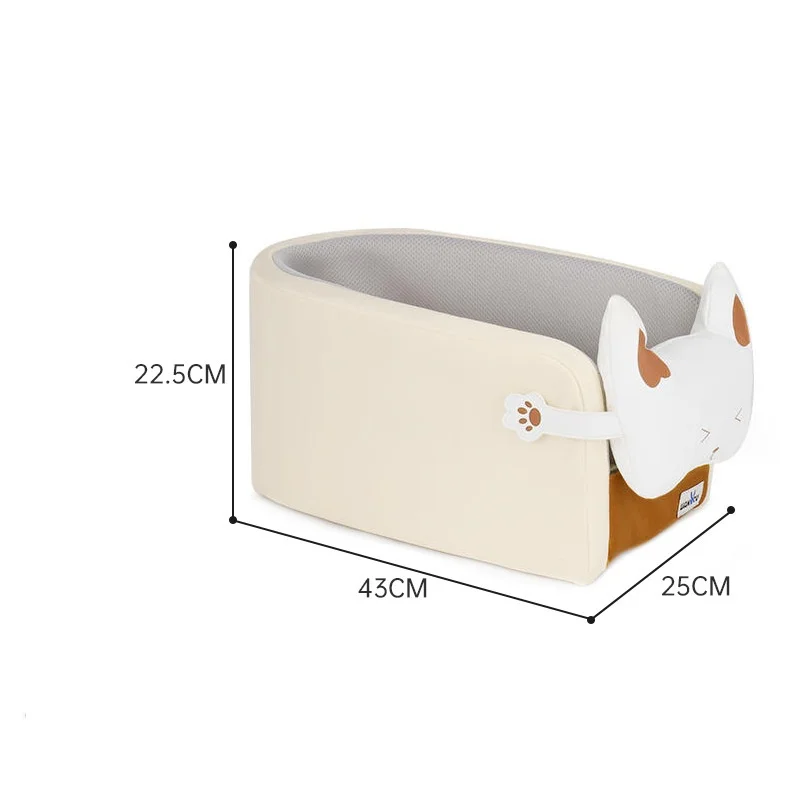 Asiento de coche para perros pequeños y gatos, asiento de consola central, elevador de mascotas para coche, bolsa de transporte multifuncional para mascotas, bolso de hombro Tote beige - imagen 3