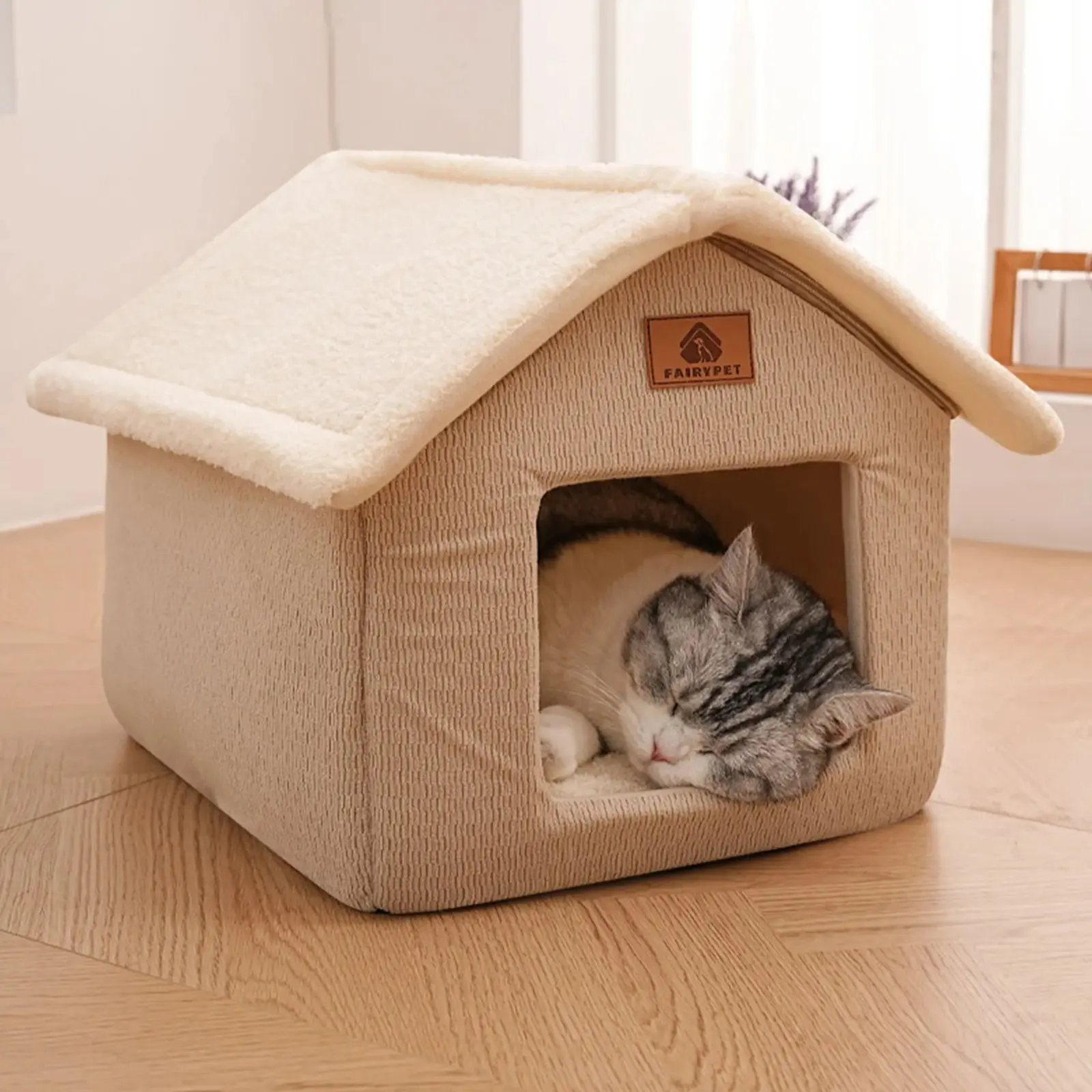Casita cerrada gruesa invierno para gatos y perros pequeños – Plegable - imagen 3