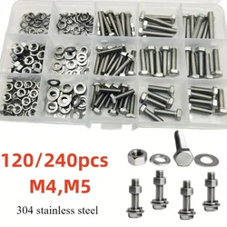 Tuercas y pernos hexagonales inoxidables M4/M5 - 120/240 pzas