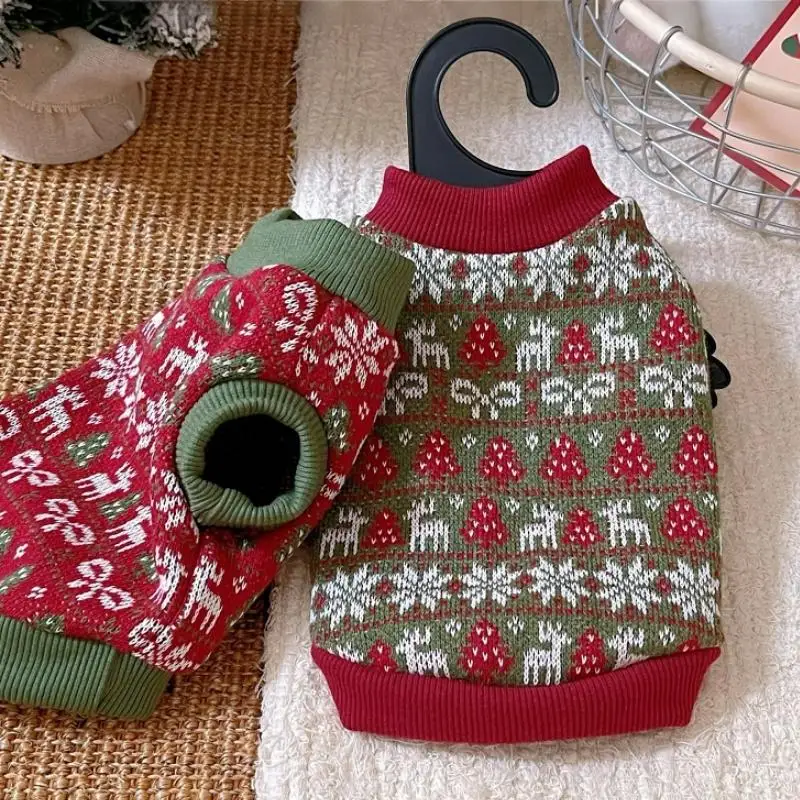 Sudaderas con capucha cálidas para perros, ropa para perros de Año Nuevo, sudaderas con estampado navideño para cachorros, jerséis de moda para gatos, sudaderas para mascotas, trajes de Bichon - imagen 4