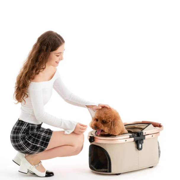 Cochecitos para mascotas, perros que caminan, perros pequeños y medianos, carrito pequeño para gatos, cesta plegable ligera con un solo clic, carrito Separable - imagen 2