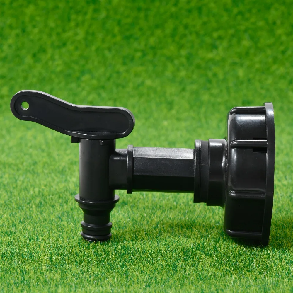 Adaptador de grifo de tanque Tote IBC S60x6 a conector de manguera de jardín de 3/4 "con válvula, accesorio de grifo de plástico duradero con arandela a prueba de fugas