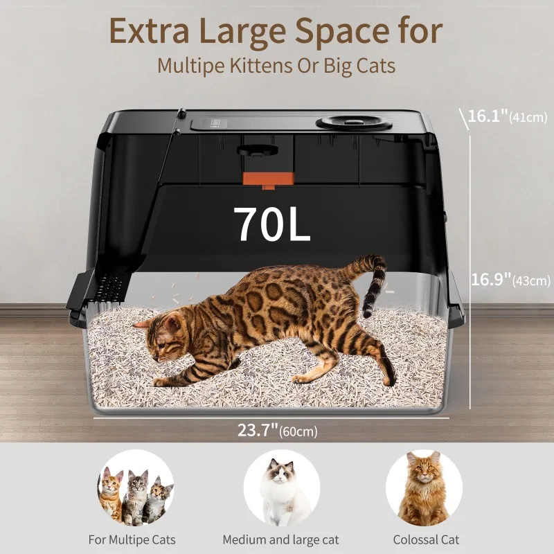 Caja de arena para gatos de acero inoxidable, Tuba completamente cerrado, desodorante con tapa abatible, inodoro para gatos, limpieza del hogar, suministros para mascotas, orinales para gatos - imagen 4
