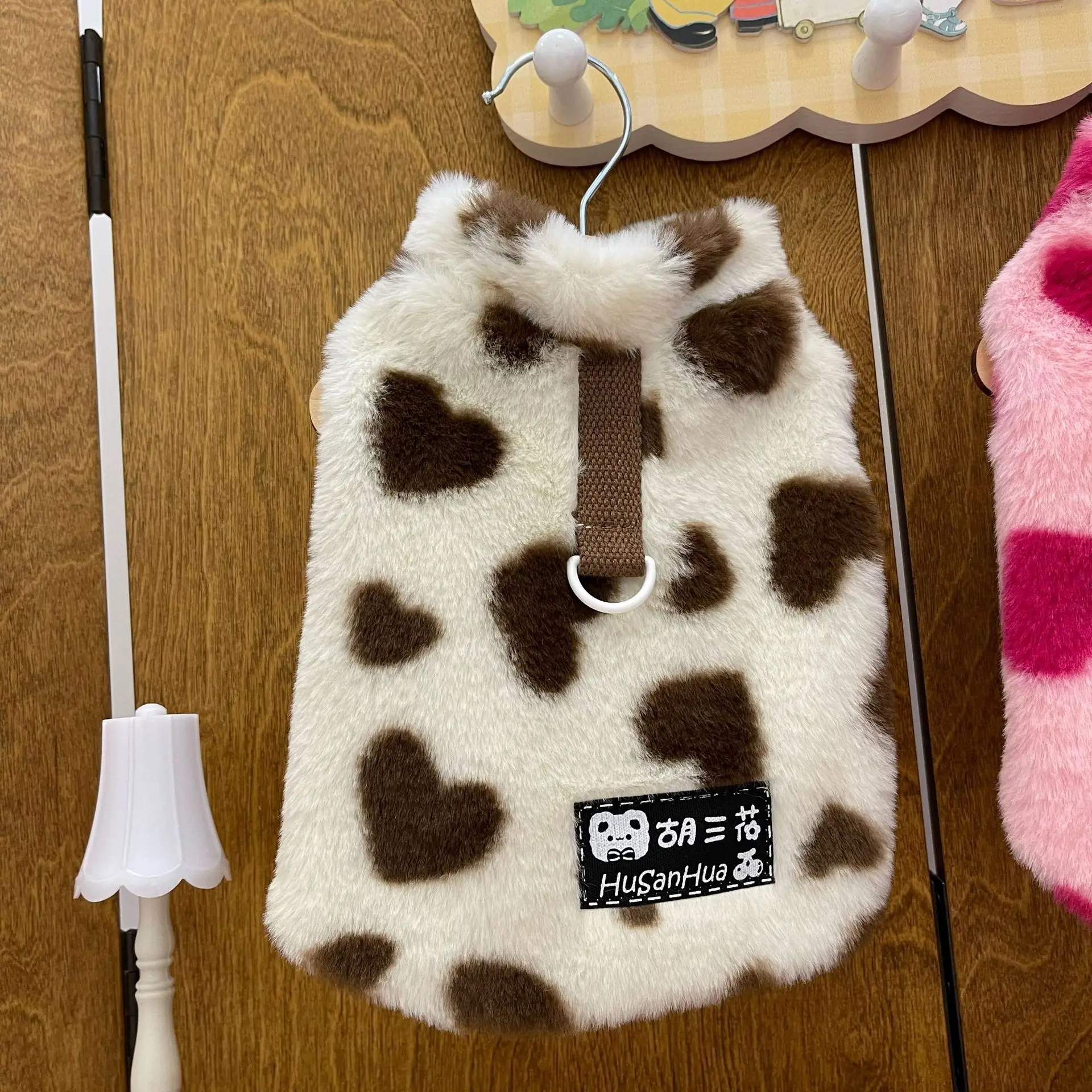 Ropa de otoño e invierno para mascotas, ropa de tracción para exteriores de felpa para perros, gatos, amor, conejo, oso de peluche, ropa de piel para perros pequeños y medianos - imagen 3