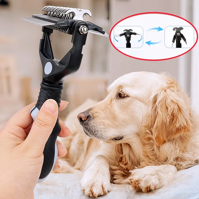 Cuchillo cepillo para perros, peine para perros, removedor de pelo para mascotas, cuchillo tres en uno, peines para perros, limpieza de nudos, masaje, cepillo para gatos, accesorios para mascotas