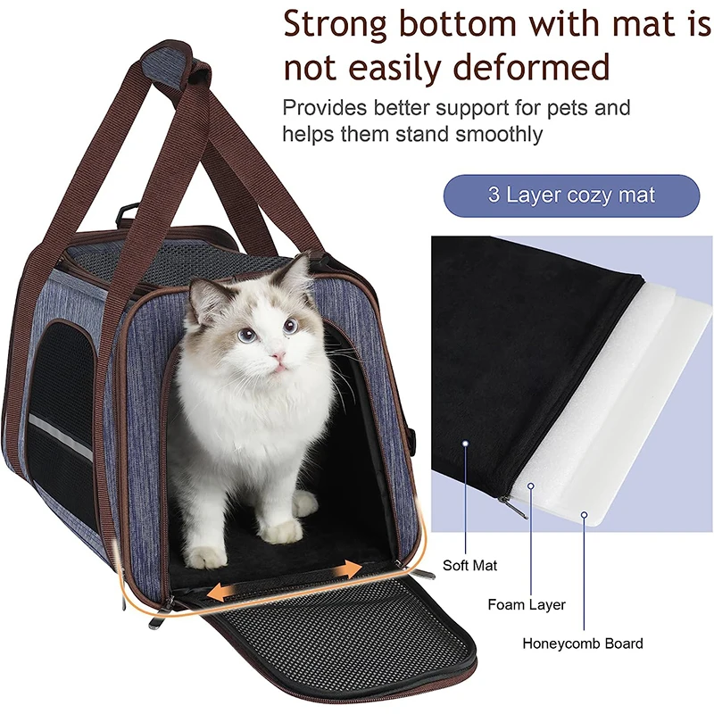Benepaw-Bolsa de transporte para mascotas, cómoda, suave, duradera, ligera, transpirable, con ventana, para cachorros, gatos y perros pequeños - imagen 3