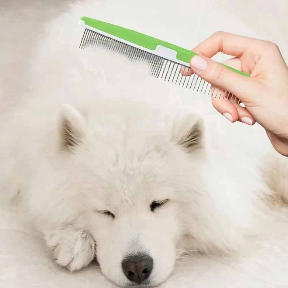 Peine de nudo abierto duradero de acero inoxidable para mascotas, suministros para mascotas de una sola fila, peine con pasador para perros y gatos, herramientas de aseo para mascotas - imagen 2