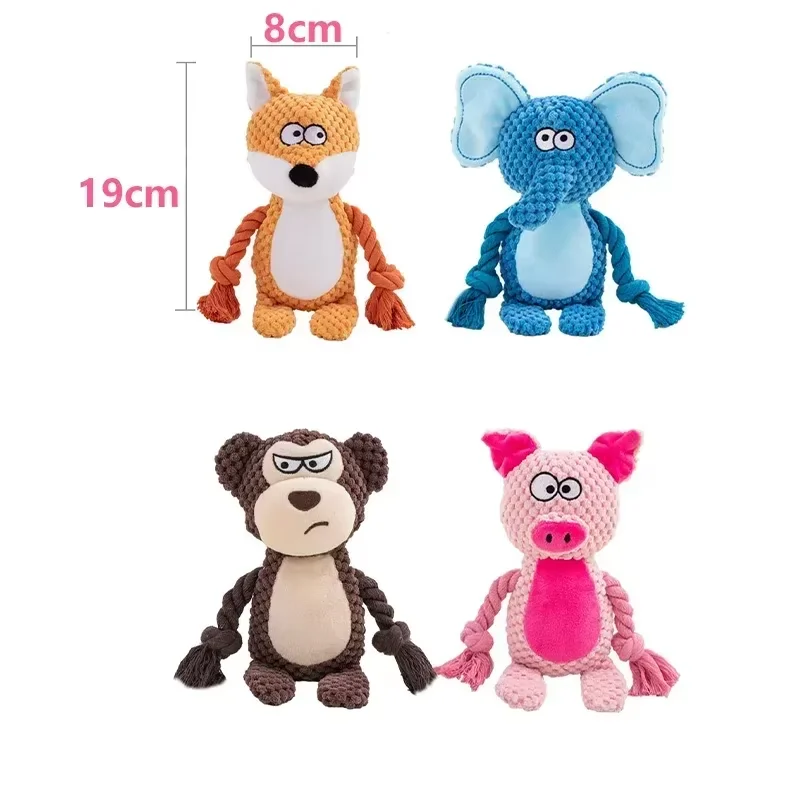 Juguete interactivo de peluche para perros pequeños crudos, juguete para masticar indestructible, resistente a mordeduras, sonajero para perros chirriantes para cachorros, juguetes para mascotas - imagen 3
