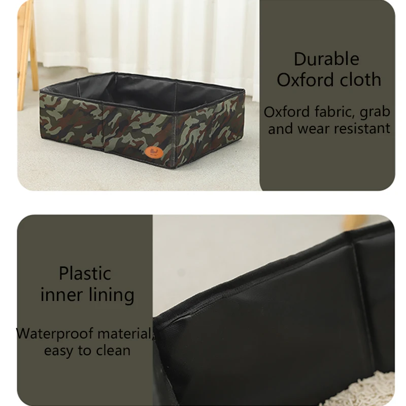 พับกล่องครอก Oxford ผ้าพับ Litter PAN Leak-Proof กันน้ําสัตว์เลี้ยงห้องน้ําแมว Litterbox สําหรับรถยนต์ Camping Road TRIP - imagen 4