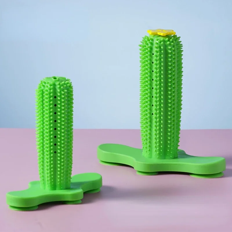 Juguetes interactivos de goma para masticar, Cactus para perros pequeños y grandes, cepillo de dientes de limpieza para perros pequeños y grandes, dispensador de golosinas para mascotas - imagen 2