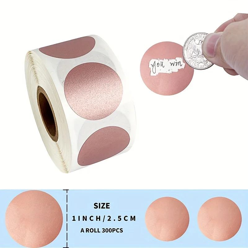 300 uds/rollo de pegatina para rascar con revestimiento impermeable, 2,5 cm/1,0 pulgadas, perfecta para promoción, juego de lotería, información oculta, diversión, aprendizaje - imagen 2