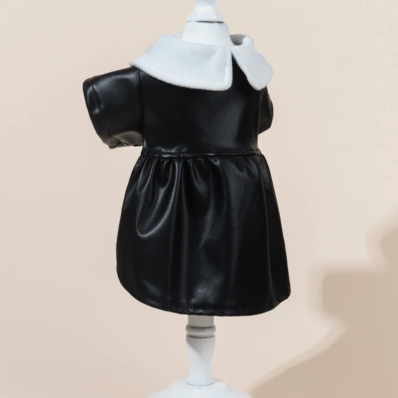 Inter Fall Vestido de cuero cálido para perros Vestido de princesa con collar para perros pequeños Teddy, ropa para mascotas Bichon Frise - imagen 2