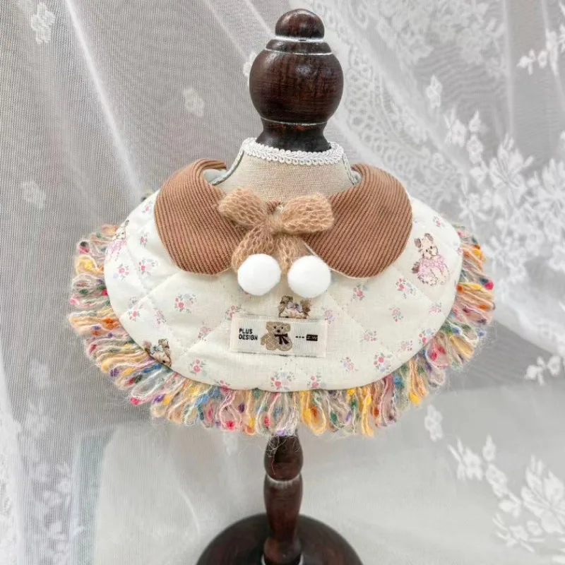 Bufanda para mascotas, chal grueso de otoño e invierno, Collar para gato, pajarita, decoración bonita para mascotas, ropa para cachorros, ropa para perros pequeños