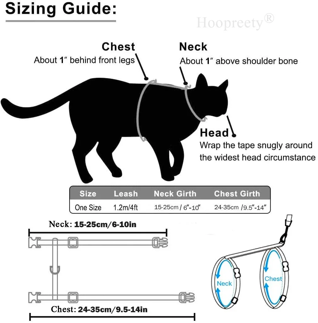 Conjunto de correa de arnés para gatos y gatitos, arnés de cuello Halter de nailon ajustable a prueba de Escape para caminar, accesorios para mascotas, cachorros y conejos - imagen 3