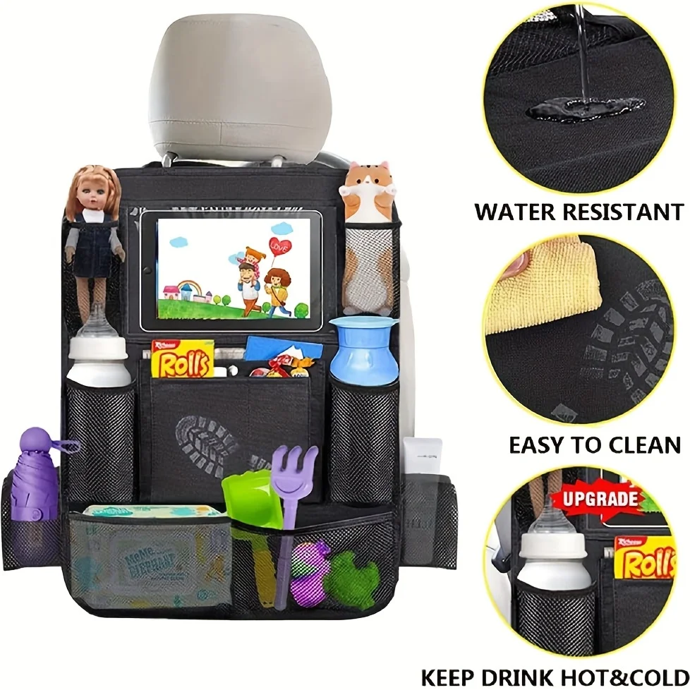 Asiento trasero de coche, organizador de asiento de coche, bolsa de almacenamiento de coche, protector de asiento de coche a prueba de patadas, impermeable, bolsa de almacenamiento de juguetes, organizador de coche, 6 - imagen 3