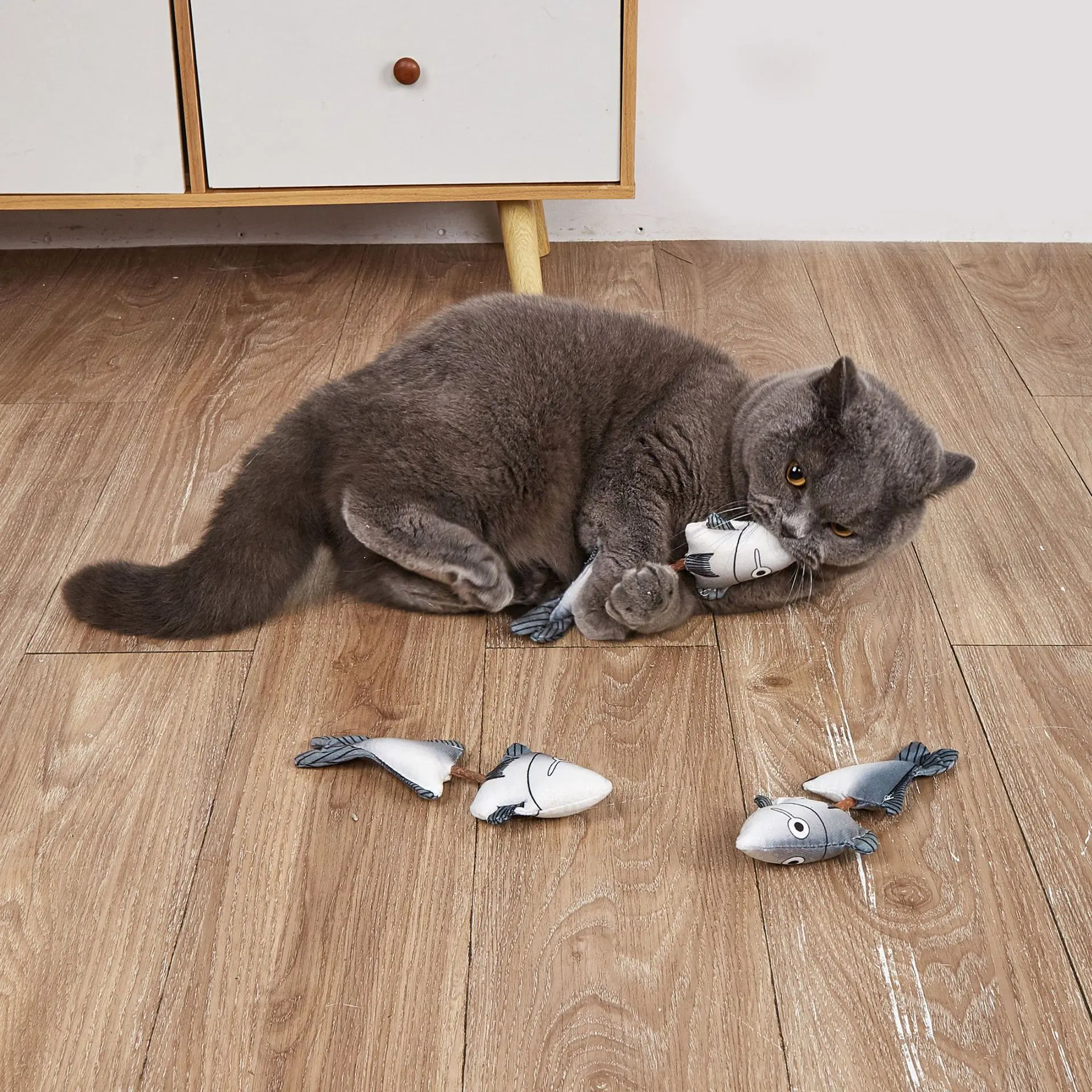 Gato mascota cielo de madera Polygonum menta pez dibujos animados felpa dientes molienda varilla pescado aliento fresco gato juguete calmante limpieza de dientes - imagen 4
