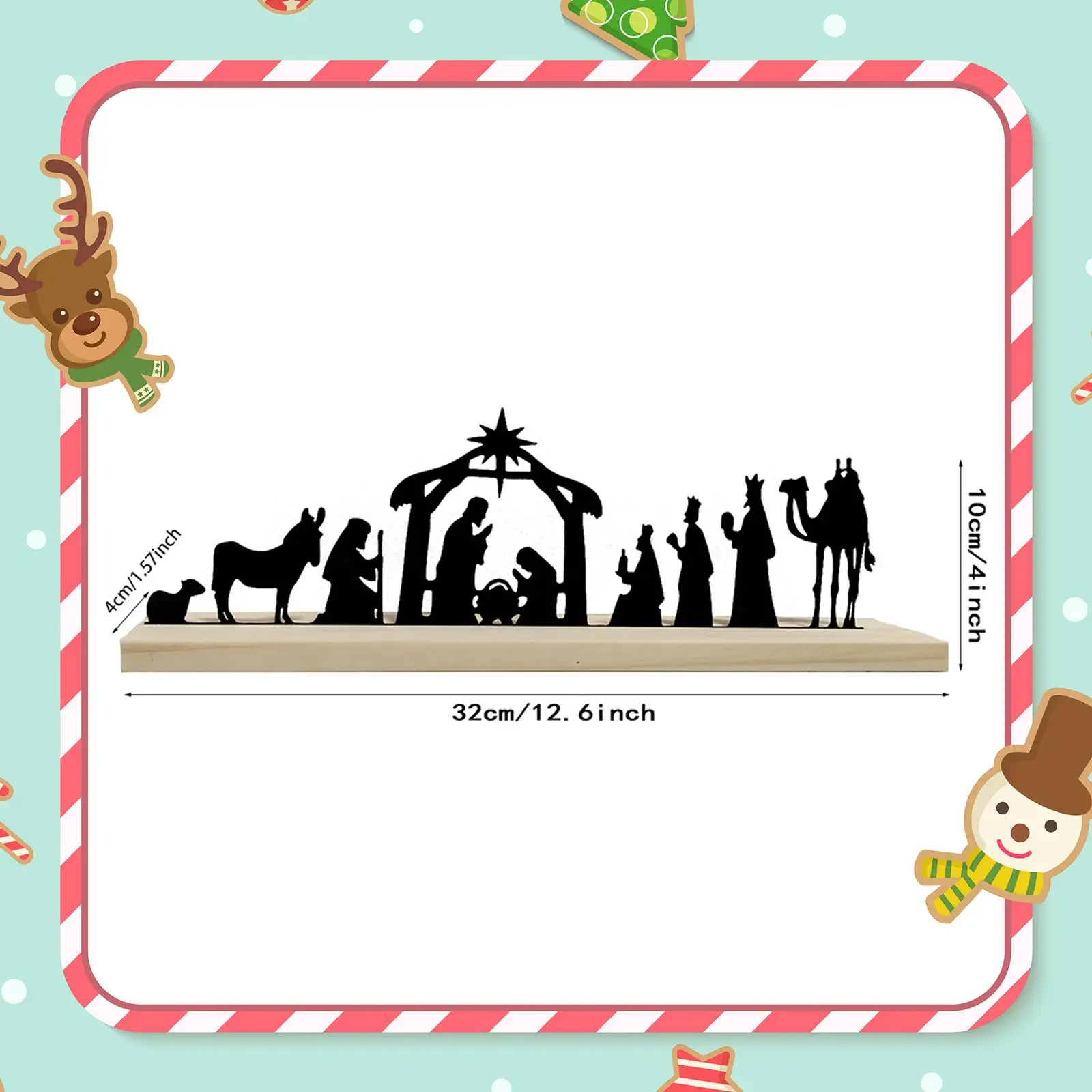 Metal Nativity Set Nativity Scene Silhouette Religious Catholic Gift Versatile Ornament for Table Xmas Christmas Decorations