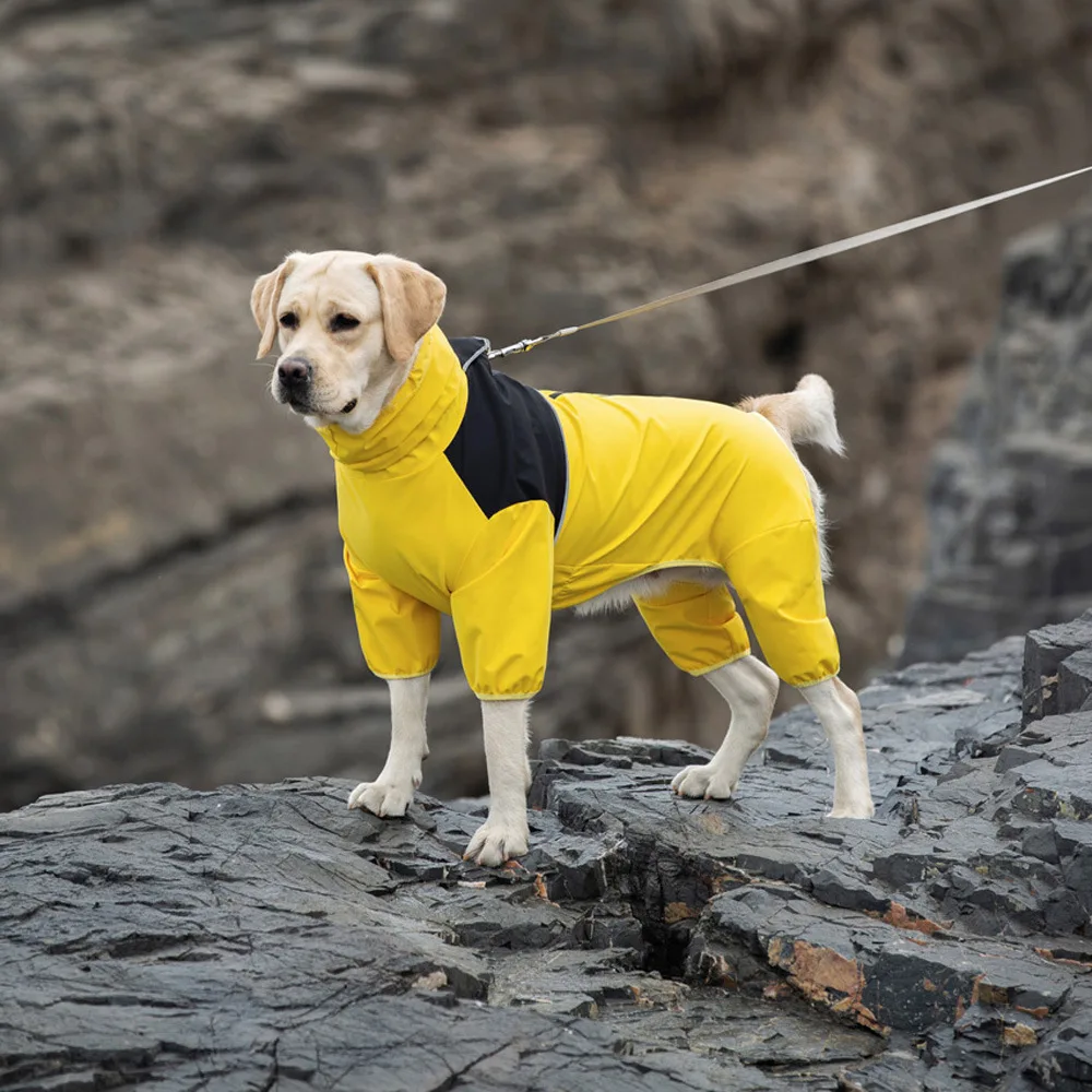 Chubasquero grande para perros al aire libre, ropa impermeable para perros de cuatro pies, chaqueta reflectante para mascotas, impermeable para Labrador Golden Retriever Shiba - imagen 2