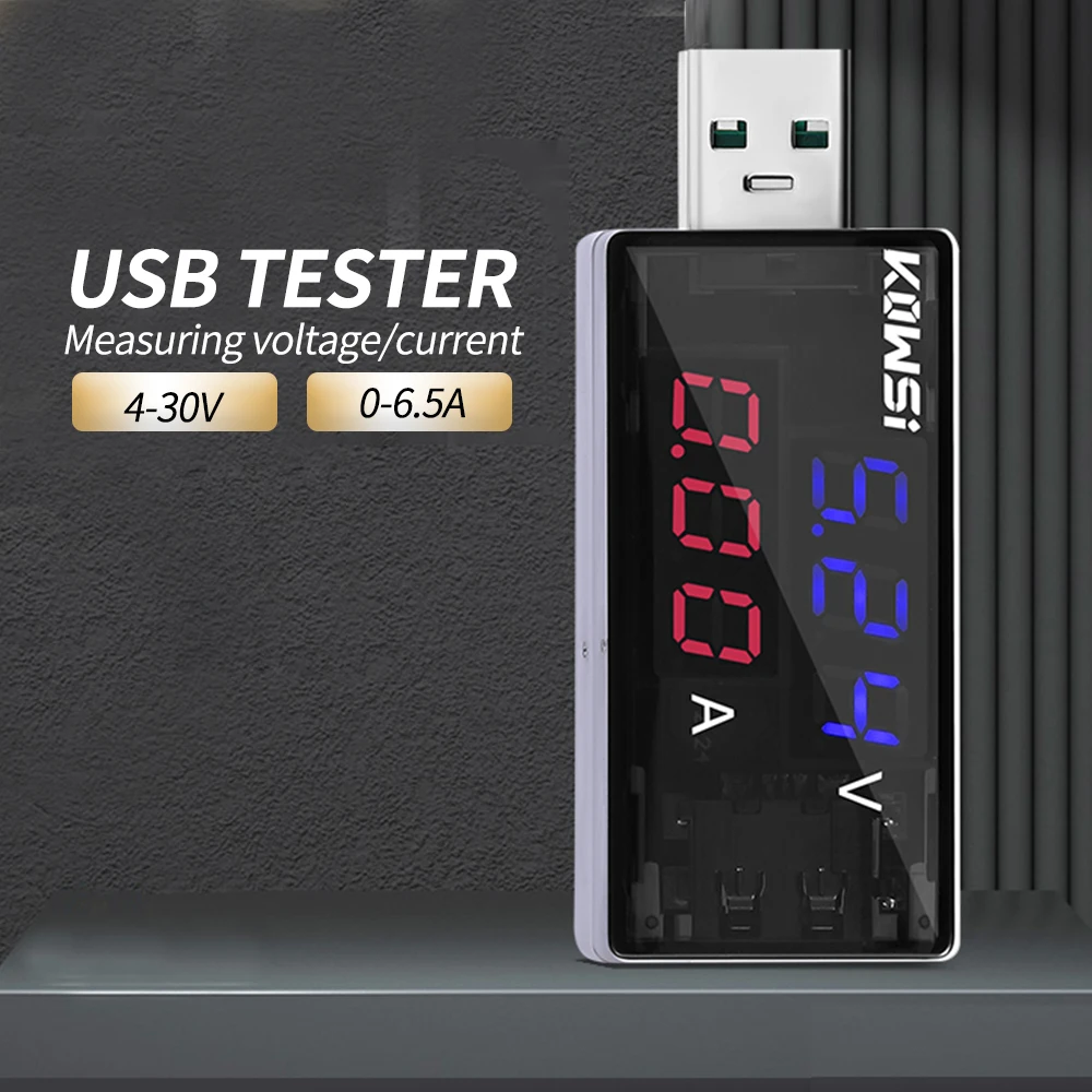 Probador USB rojo + azul probador de voltaje de corriente Dual DC cargador de batería Digital voltímetro amperímetro Detector indicador de cargador de energía - imagen 2