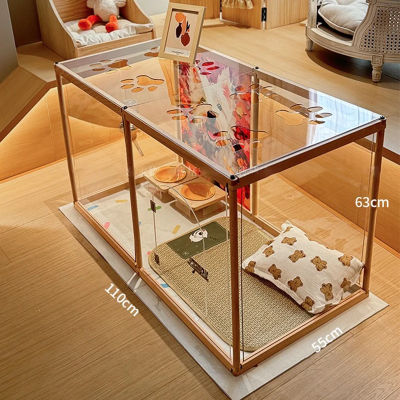 Valla para perros pequeños de peluche interior de 63CM de alto, puerta de aislamiento, jaula para perros, casa, vallas transparentes para cachorros, combinación libre DIY, suministros para mascotas - imagen 2