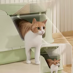 Caja de arena para gatos grande, cerrada, antiolor y antisalpicaduras