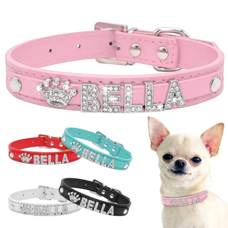 collares perros diamantes imitación ostentosos collar personalizado perros pequeños collar chihuahua dijes nombre gratis accesorios mascotas