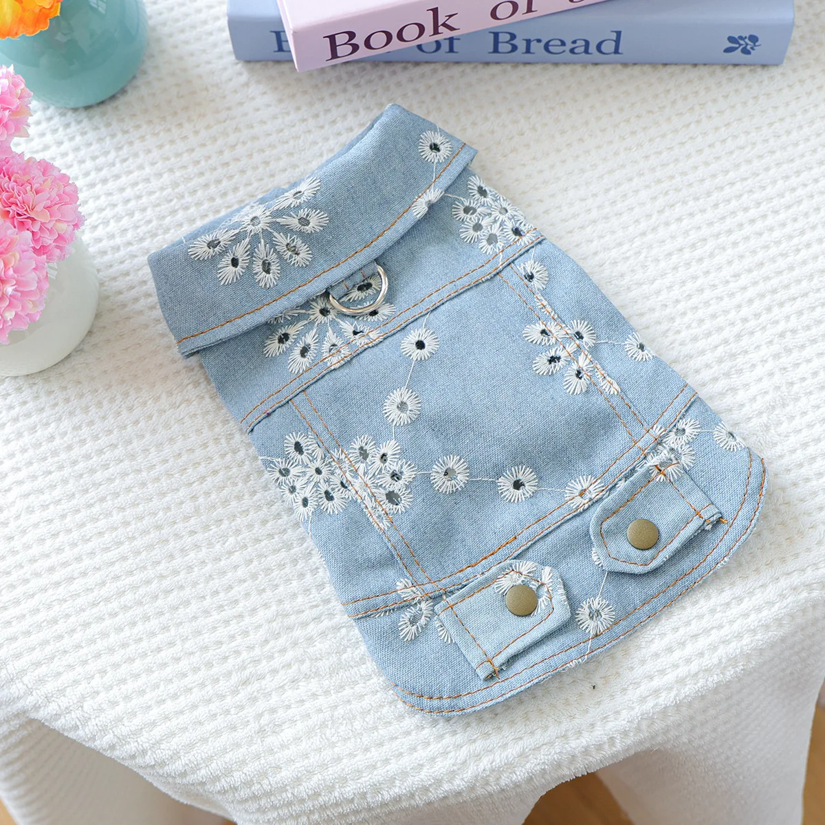 Chaqueta vaquera para cachorros para Chihuahua Yorkie, abrigo ligero ajustable, ropa transpirable para perros con cierre a presión - imagen 3