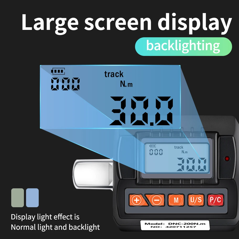 Medidor de torsión Digital DNC-200N.m, adaptadores de llave dinamométrica ajustable de 1/2 ", controlador de torsión de reparación de automóviles y bicicletas con alarma Bezzer - imagen 2
