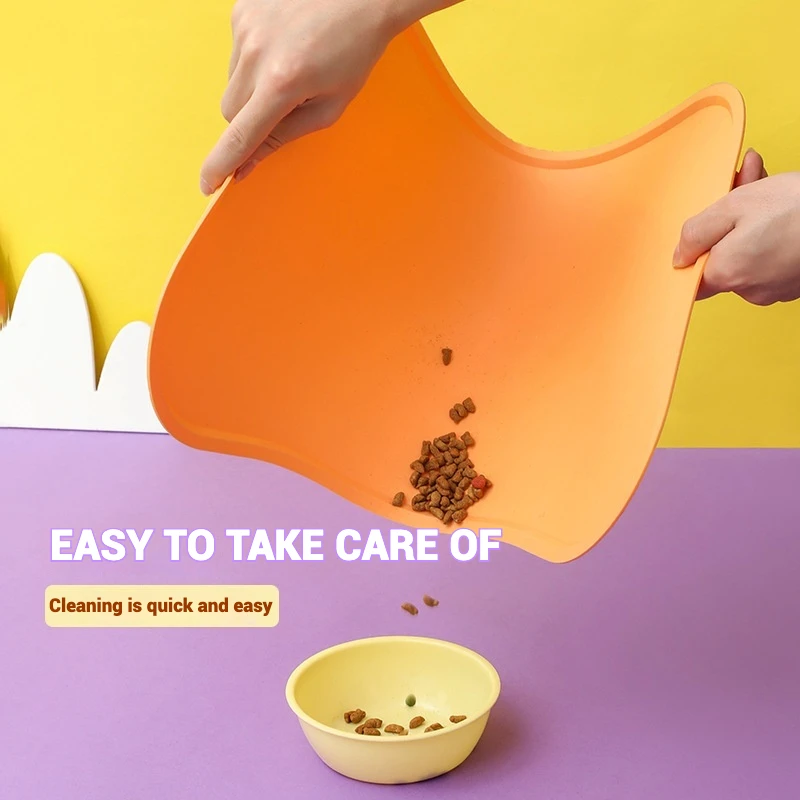 Estera de alimentación de silicona antiderrames para mascotas, estera impermeable de silicona para mascotas, borde enrollable antideslizante, impermeable, fácil de limpiar, suministros para mascotas