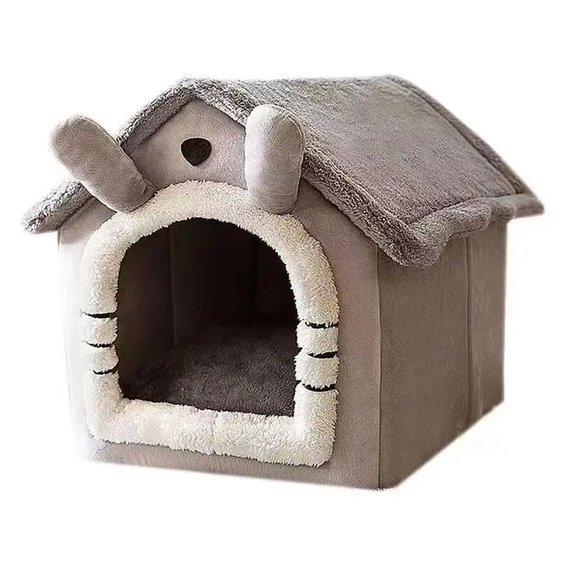 Cama para mascotas estilo casa para perros y gatos pequeños, casa para perros lavable extraíble para todas las estaciones, cama de peluche cálida para invierno, suministros para mascotas - imagen 5