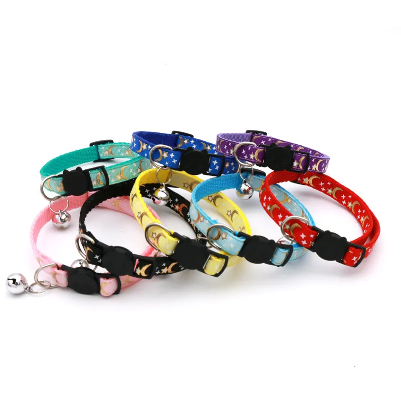 Collar para perros y gatos con diseño de estrella dorada y luna, lindo collar para mascotas para perros y gatos, accesorio brillante ajustable para mascotas - imagen 3