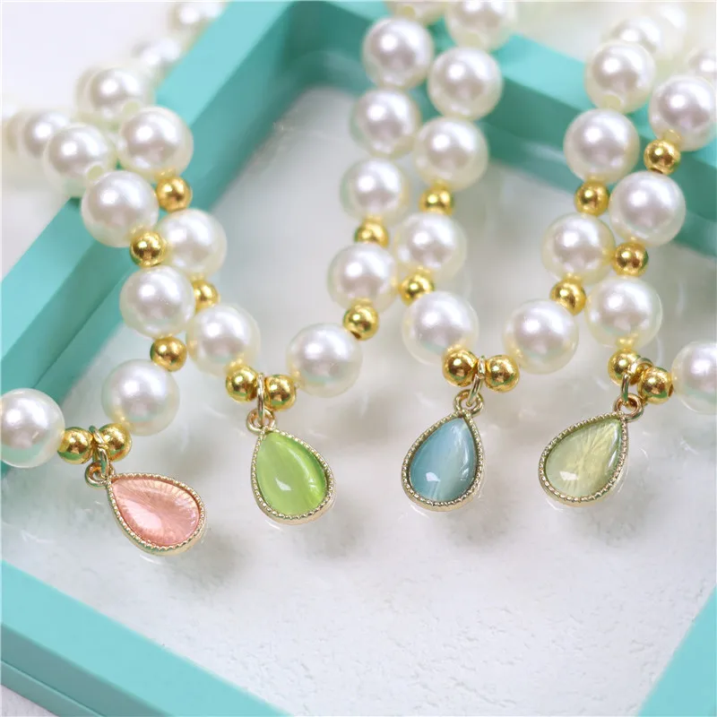 Collar de piedras preciosas de colores claros para mascotas, Collar para gatos, Collar para perros, decoración de temperamento de perlas, oso de peluche para gatos, accesorio para mascotas - imagen 2