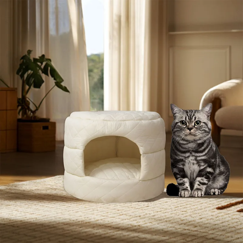 Cama plegable cálida para gatos – Casa cómoda de lujo invierno