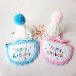 Babero de cumpleaños para mascotas, decoración para gatos, perros, vacaciones, bufanda, sombrero, decoración, accesorios para perros Pomerianos, accesorios para cachorros