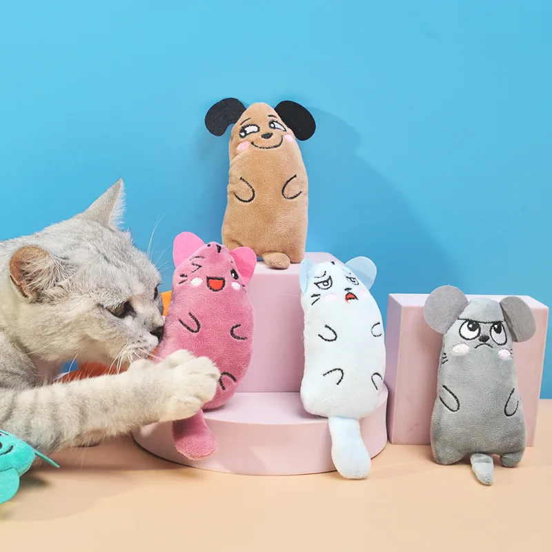 Juguetes masticables de felpa con hierba gatera para gatos, muñeca resistente a mordeduras en forma de dibujos animados con menta para moler los dientes y jugar interactivos - imagen 3