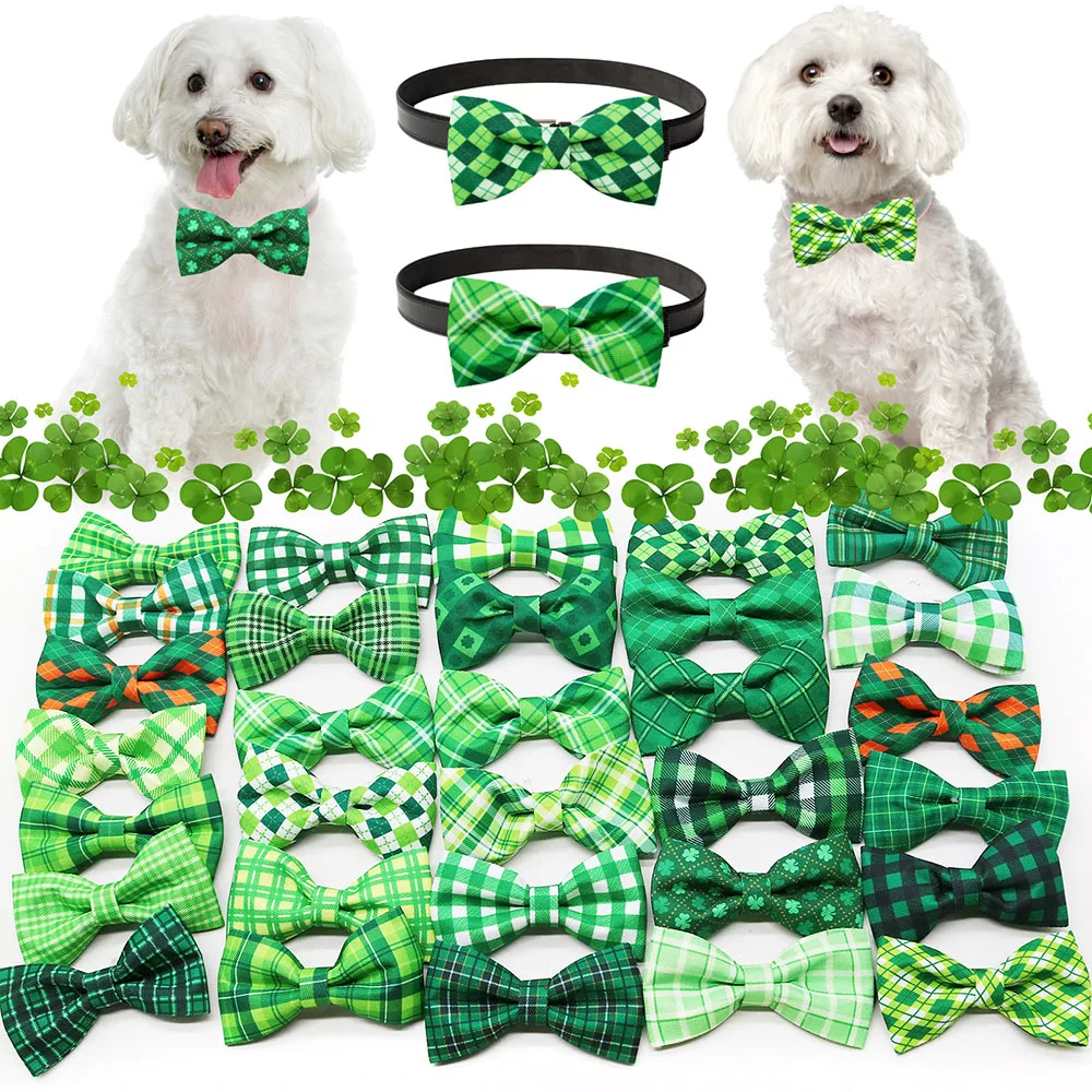 Pajarita para perros pequeños desmontable estilo tartán San Patricio