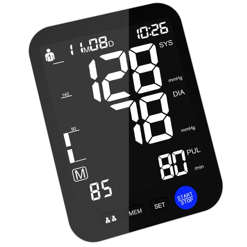 Monitor de presión arterial, pantalla LED grande retroiluminada a Color de 5 ", tensiómetro Digital automático de presión arterial, esfigmomanómetro - imagen 3