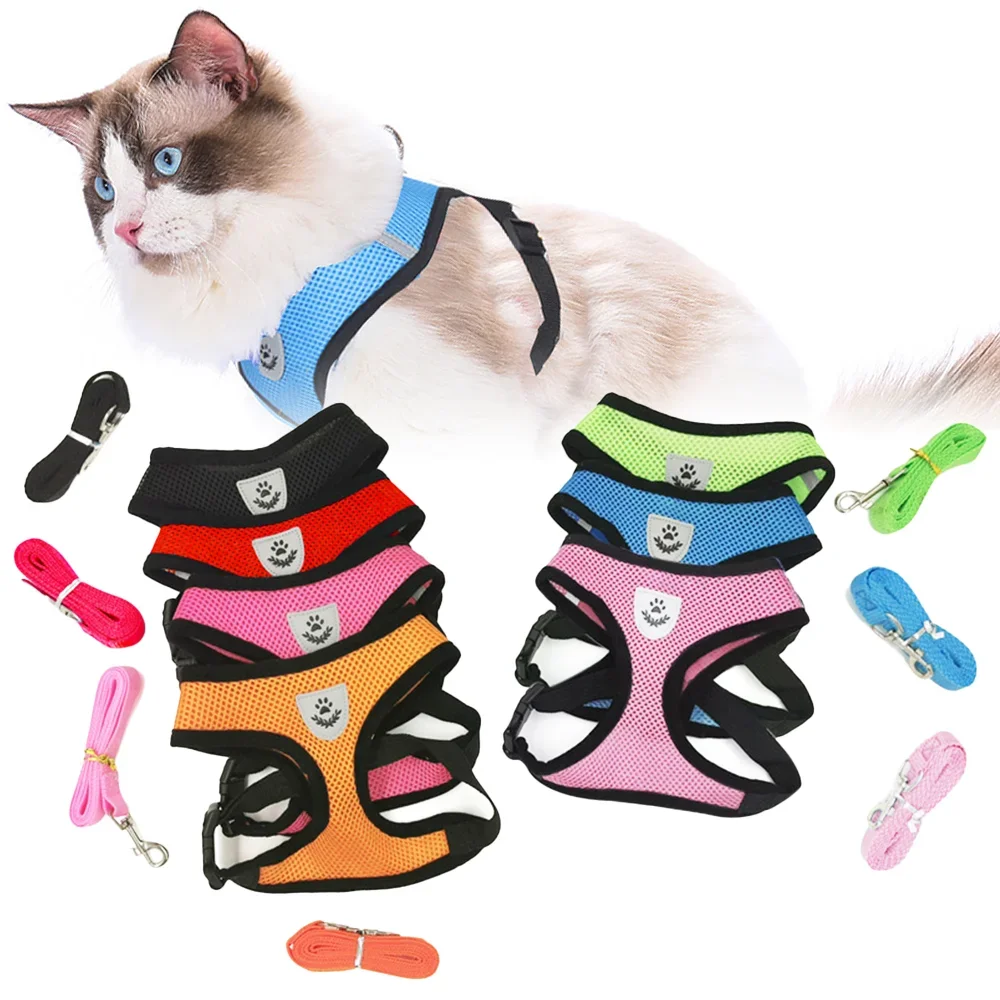 Arnés ligero para mascotas, conjunto de correa para perros pequeños y medianos, chaleco transpirable para mascotas, arneses reflectantes para suministros para gatos Maine