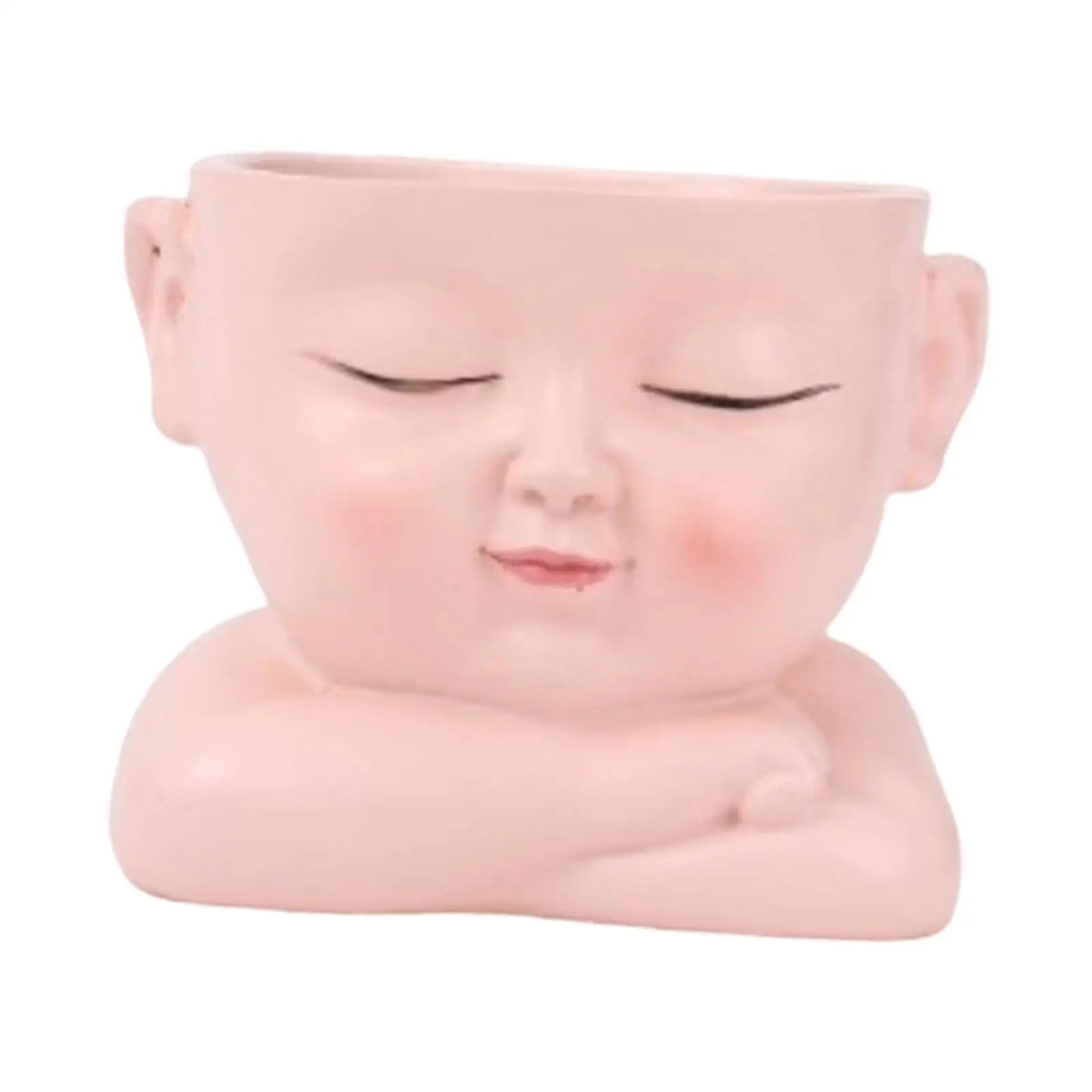 Resin Flower Pot Face Sculpture Indoor Decorative Planter Cute Flowerpot Container for Home Office Bedroom Garden