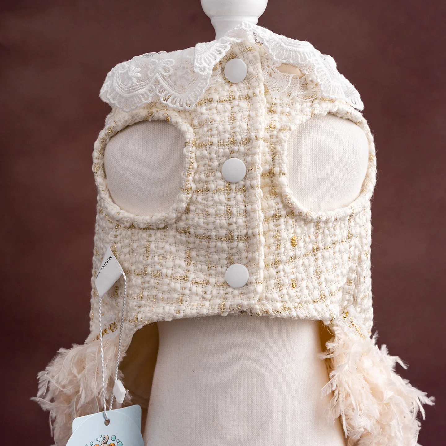 Vestidos lolita de Tweed para perros pequeños, vestido de princesa para perros, vestido de boda para mascotas, ropa Formal para fiesta de cumpleaños, vestido de tul para perros