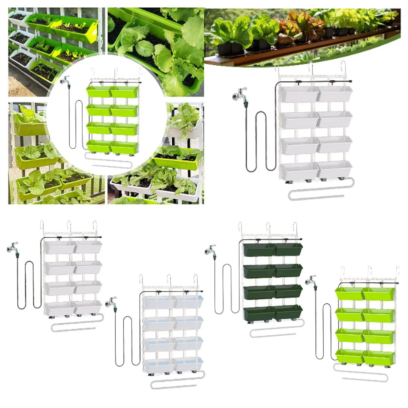 8 Pieces Garden Plant Pot Vertical Planter 4 Levels Raised Bed Self-draining