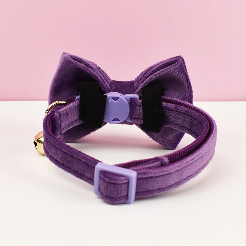 Collar de terciopelo para gatos con lazo, ajustable, seguridad para mascotas, prevención de asfixia, cómodo y elegante para gatos - imagen 5